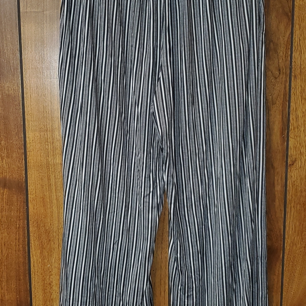 Robert Louis Black and White Striped Wide Leg Pants